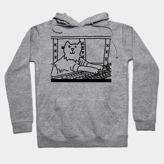 Music Producer Cat Line Drawing Hoodie by ellenhenryart